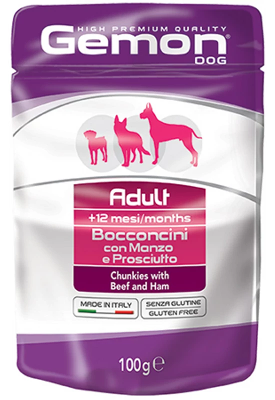 Gemon Dog Alutasak Adult Marha és Sonka - 100g