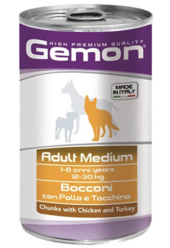 Gemon Dog Konzerv Medium Adult Csirke-Pulyka 1250g 