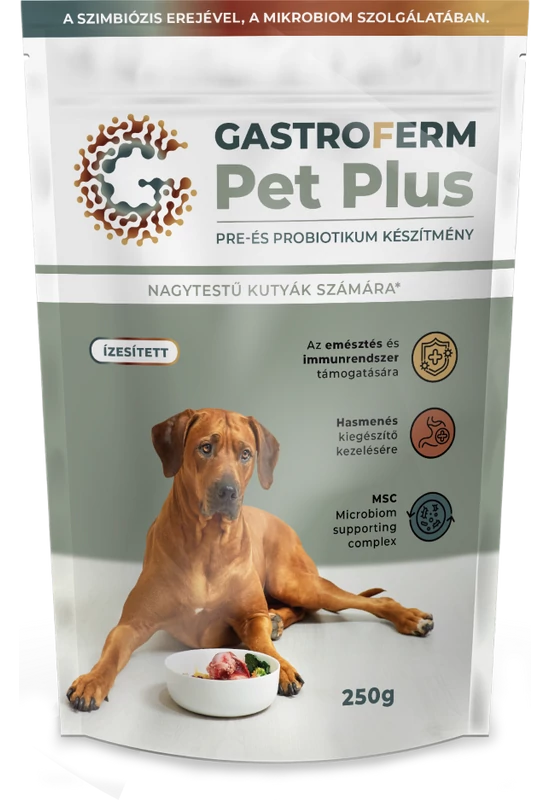 GastroFerm Pet Plus - Nagytestű Kutyák Számára - Prebiotikum és Probiotikum - 250g