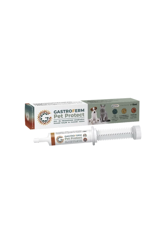 GastroFerm Pet Protect - Kistestű Kutyák és Macskák Számára - Prebiotikum és Probiotikum - 15ml