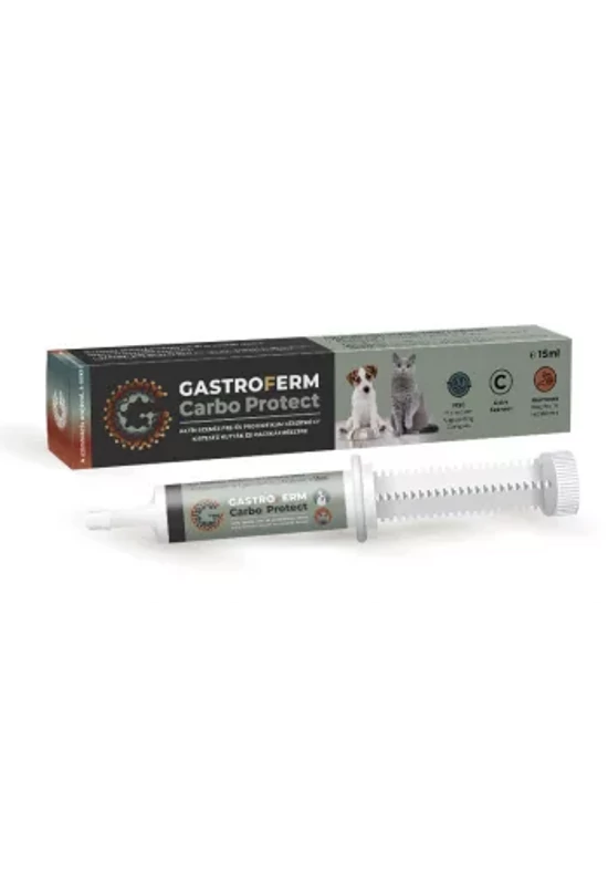 GastroFerm Carbo Protect - Kistestű Kutyák és Macskáknak - Aktív Szenes Pre és Probiotikum - 15ml