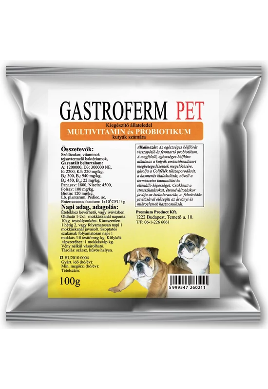 GastroFerm Pet Kutya - Multivitamin és Probiotikum - 100g
