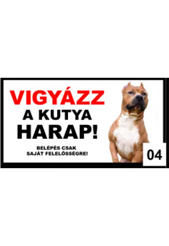 Haraptábla Fémlemez 16×9cm - 04 - Amerikai Staffordshire Pitbull