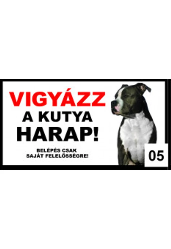 Haraptábla Fémlemez 16×9cm - 05 - Amerikai Staffordshire Pitbull