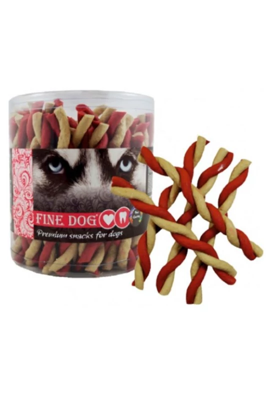 Fine Dog Csavart Sonkás Stick Vaníliával 12cm 50db/csomag