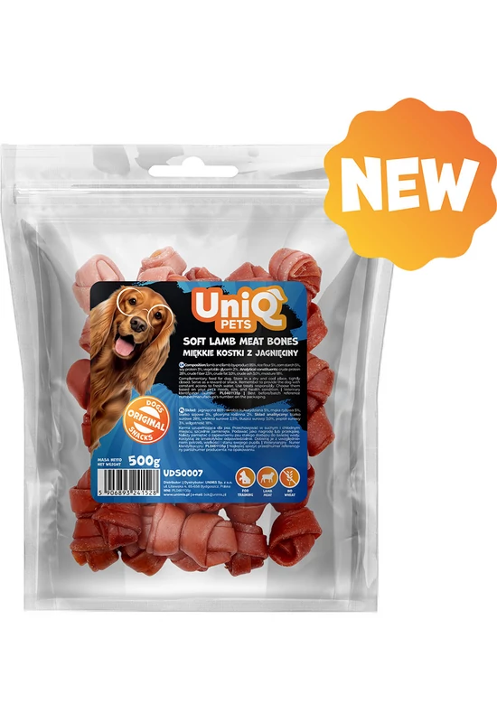 UniqPets Kutya Jutalomfalat CHEWY Puha Bárány Csont 500g