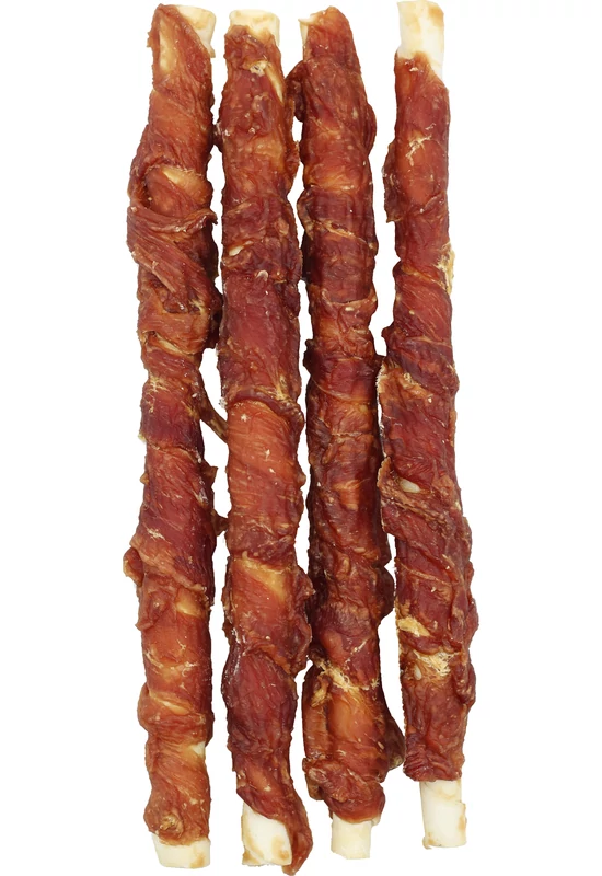 UniqPets Kutya Jutalomfalat RAWHIDE Kacsahússal Tekert Nyersbőr Rúd 28cm 320g