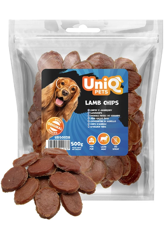 UniqPets Kutya Jutalomfalat MEATY Bárány Chips 500g