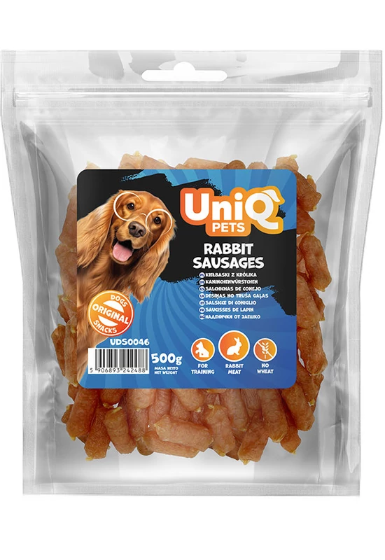 UniqPets Kutya Jutalomfalat CHEWY Nyúl Kolbász 500g