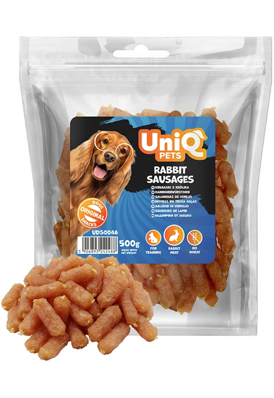 UniqPets Kutya Jutalomfalat CHEWY Nyúl Kolbász 500g