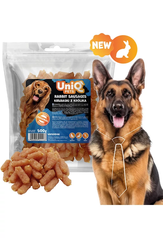 UniqPets Kutya Jutalomfalat CHEWY Nyúl Kolbász 500g