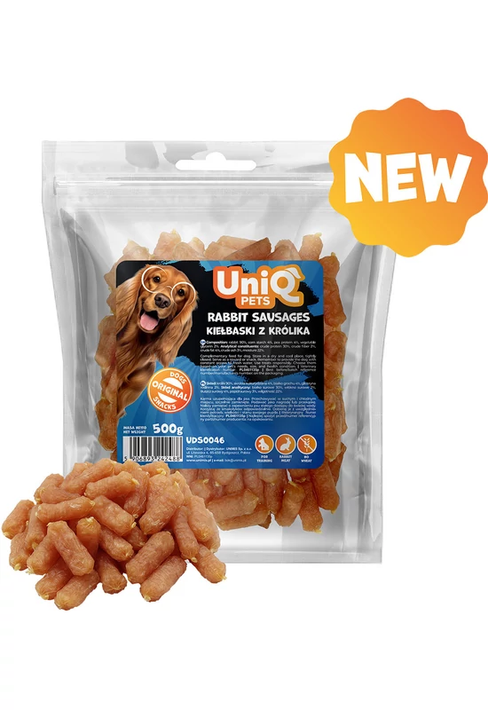 UniqPets Kutya Jutalomfalat CHEWY Nyúl Kolbász 500g