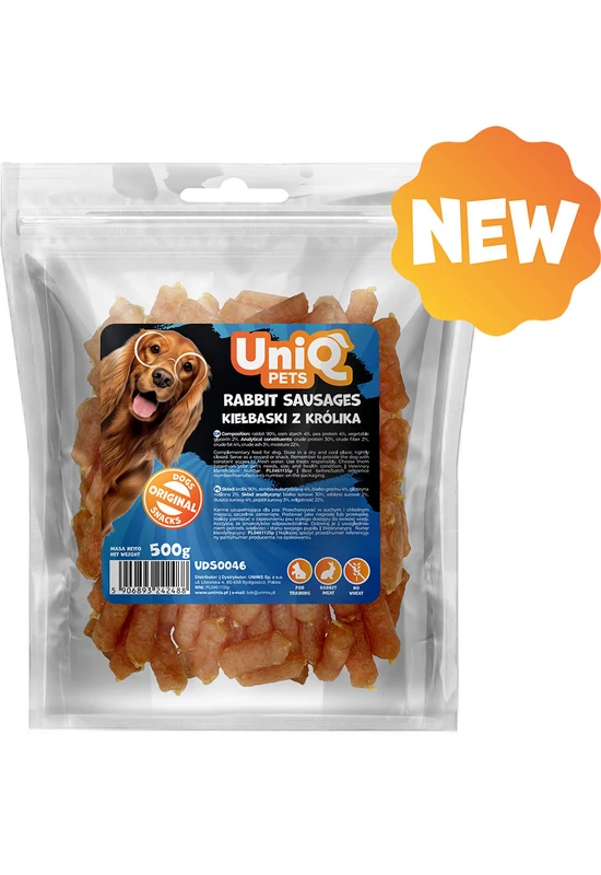 UniqPets Kutya Jutalomfalat CHEWY Nyúl Kolbász 500g