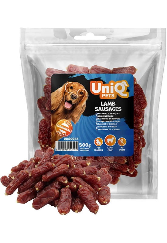 UniqPets Kutya Jutalomfalat CHEWY Bárány Kolbász 500g