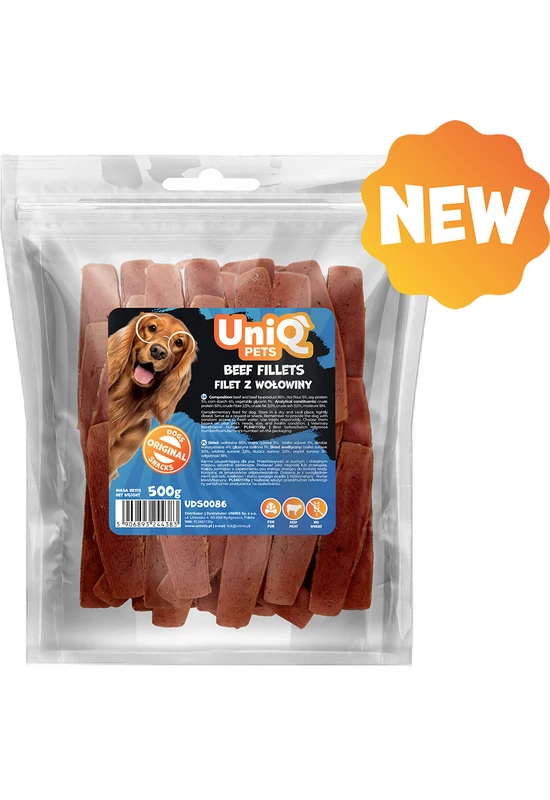 UniqPets Kutya Jutalomfalat MEATY Marha Filé 500g