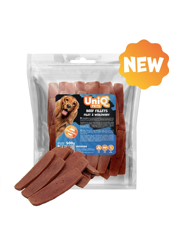 UniqPets Kutya Jutalomfalat MEATY Marha Filé 500g