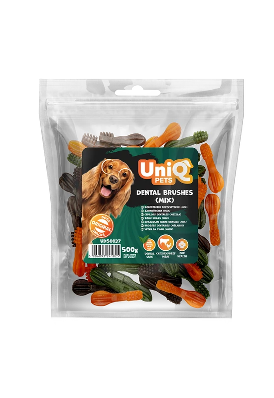 UniqPets Dental - Dental Brushes Mix – Fogtisztító Fogkefe 6cm – 500g (kb. 55db)