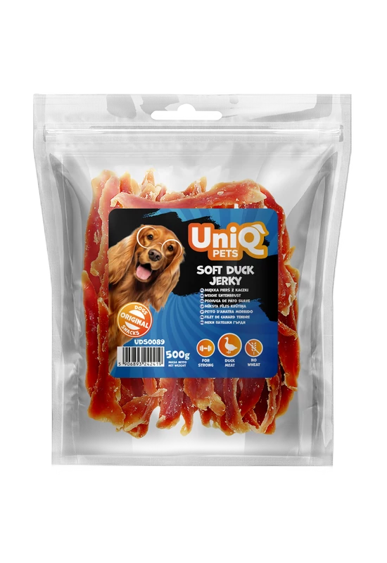 UniqPets Dog Snack MEATY - Soft Duck Jerky - Puha Kacsahús Filé - 500g