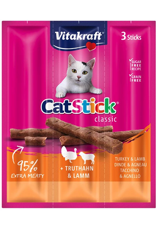 Vitakraft Cat Stick Mini Pulyka & Bárány 3×6g