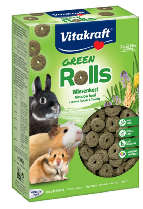 Vitakraft Green Rolls / Lucerna-Széna Karikák Vitaminnal 300g