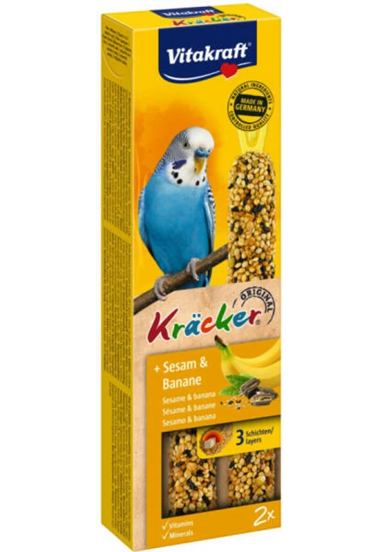 Vitakraft Kräcker Banán & Szezámmag Duplarúd Hullámos Papagájnak 2×30g
