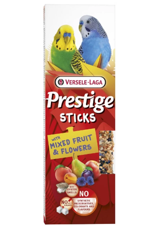 Prestige Sticks Budgies Mixed Fruit&Flowers - Duplarúd Hullámos Papagáj Virágok és Gyümölcs 60g