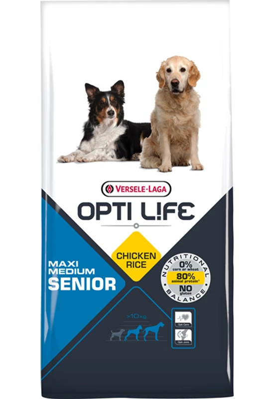 Opti Life Senior Medium & Maxi Csirke és Rizs - 12,5kg